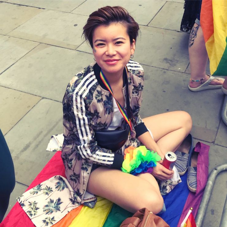 凯蒂·梁2019年7月参加伦敦骄傲大游行。