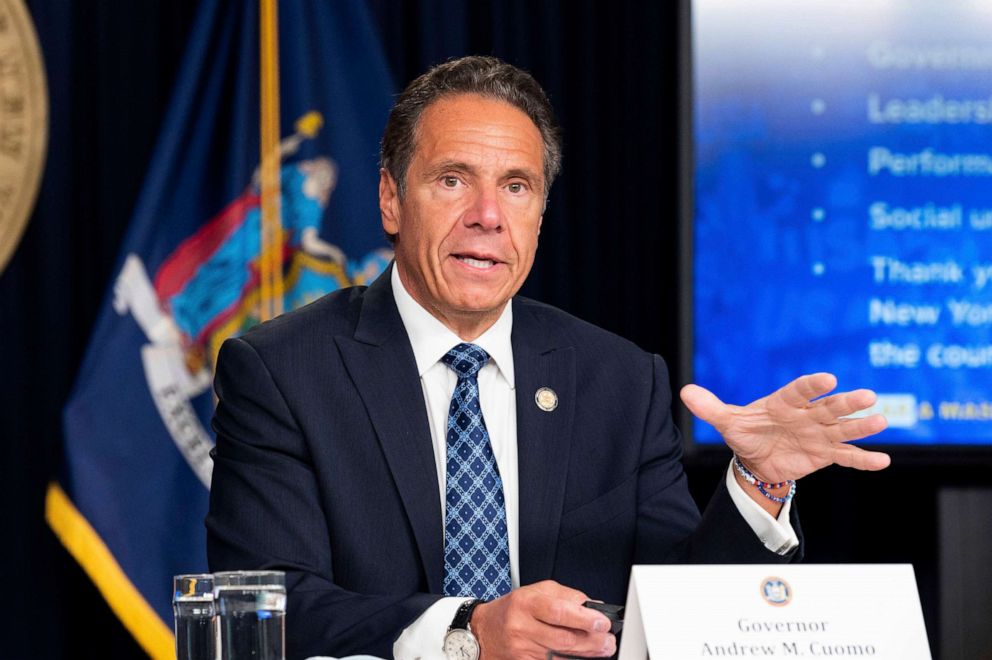 PHOTO: In this Aug. 17, 2020, file photo, Governor Andrew Cuomo speaks at a press conference in New York.