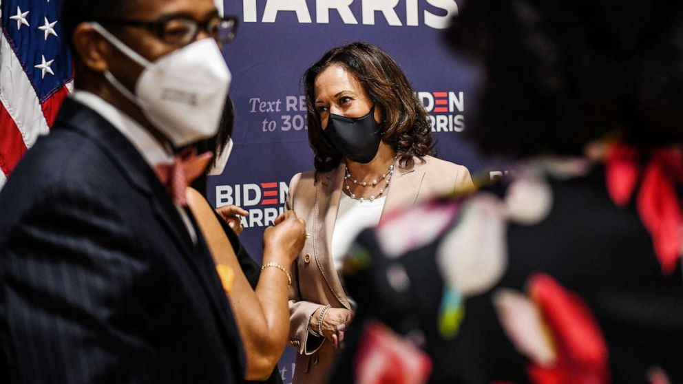 PHOTO: Democratic vice presidential nominee Sen. Kamala Harris attends a Community Conversation with African-American Leaders at Florida Memorial University in Miami Gardens,Fla.,  Sept. 10, 2020. 