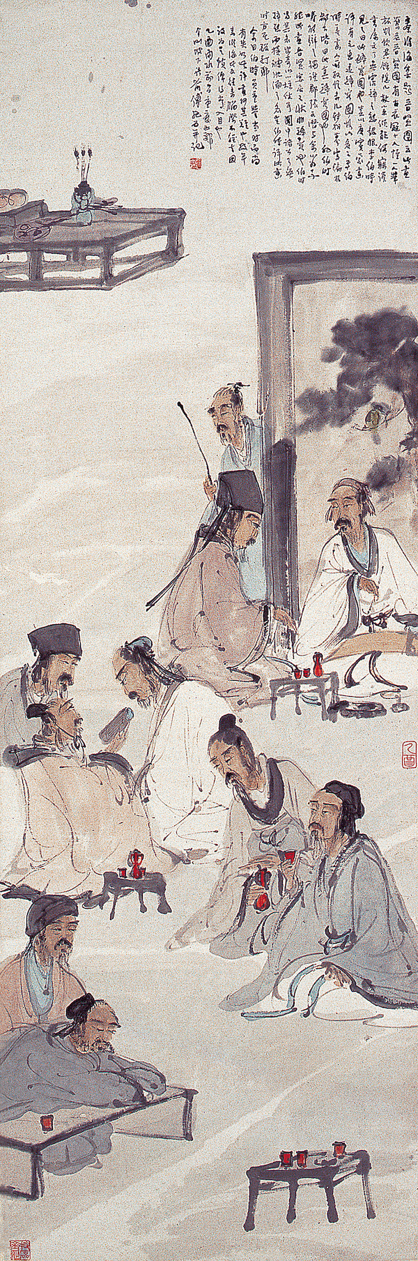 傅抱石《晋贤图》 轴 纸本 设色  1945年 南京博物院藏