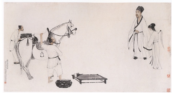 傅抱石《洗马图》 横卷 纸本 设色 1943年 南京博物院藏