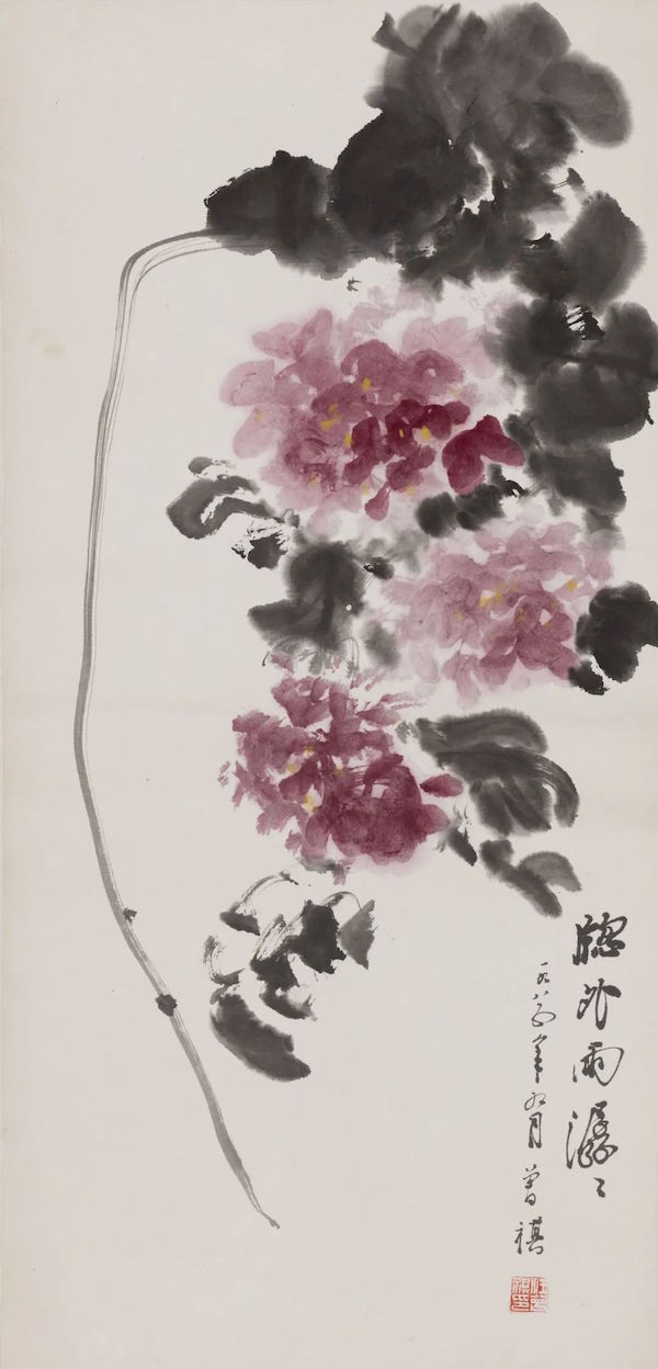 汪曾祺，《窗外雨潺潺》 ，纸本设色，1985年