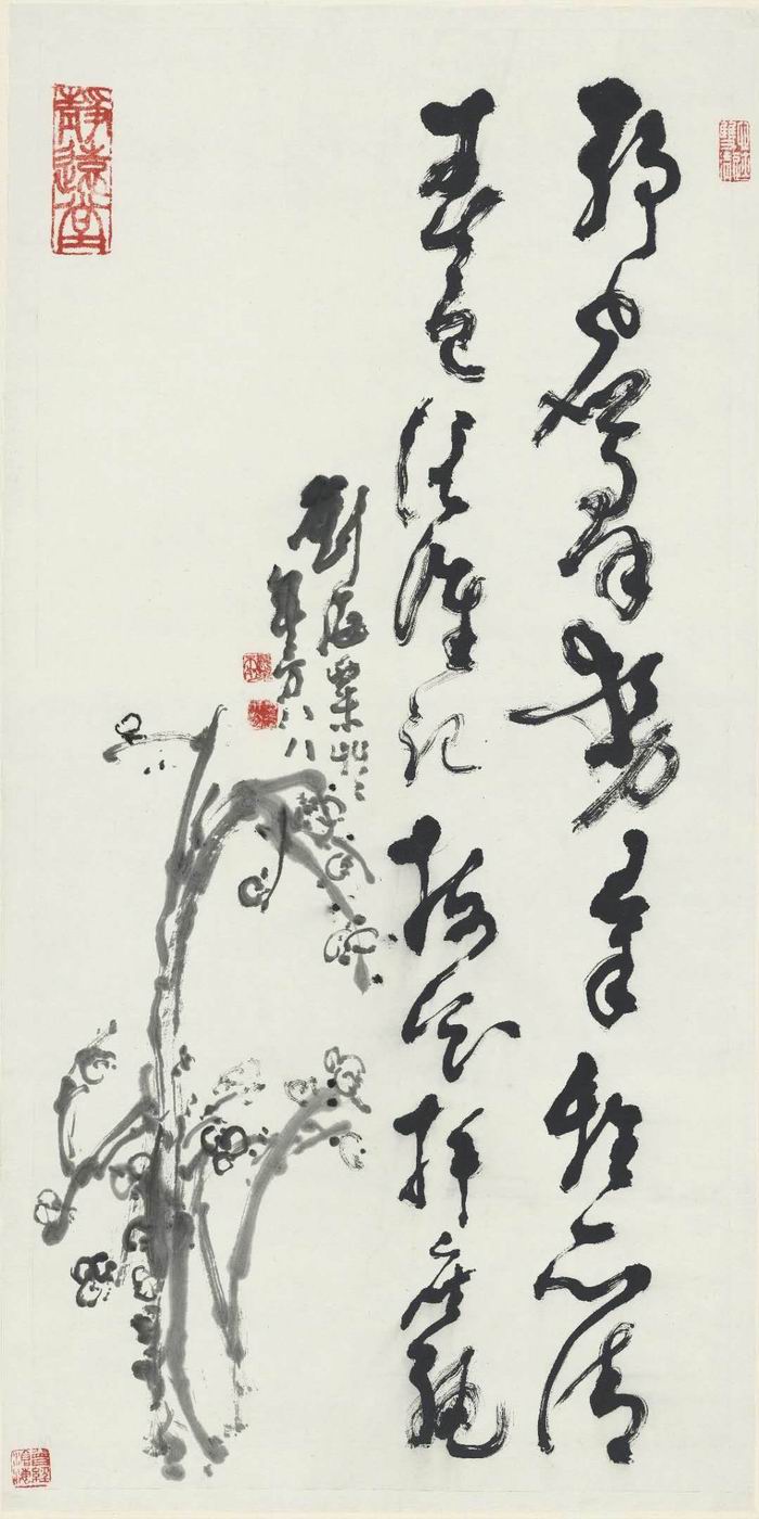 刘海粟《狂草梅花》 纸本墨笔  1983年  115 X 57.5（cm）刘海粟美术馆藏