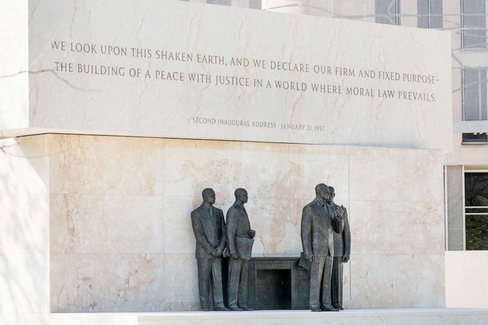 PHOTO: The Dwight D. Eisenhower Memorial, located near the National Mall, south of the National Air and Space Museum in Washington is pictured on Aug. 9, 2020.