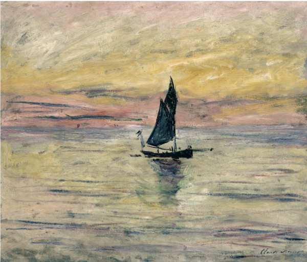 克劳德·莫奈，《帆船，夜晚印象》，1885