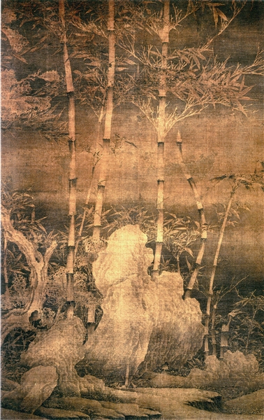 图7 传五代，徐熙，《雪竹图》，轴，绢本墨笔，149.1X99.1厘米，上海博物馆藏。