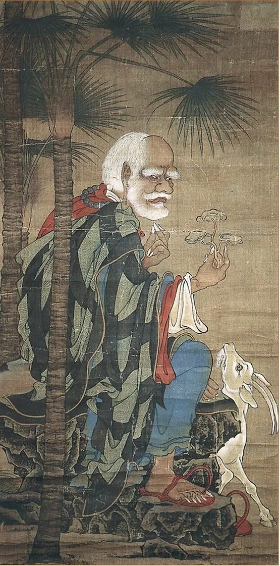 图5 五代，贯休，《十六罗汉图·诺距罗》， 绢本设色，129.1x65.7厘米，日本高台寺藏。