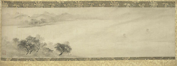 图6 南宋，牧溪，《潇湘八景·远浦归帆》，轴，纸本墨笔，32.3 x 103.6厘米，日本文化厅藏。