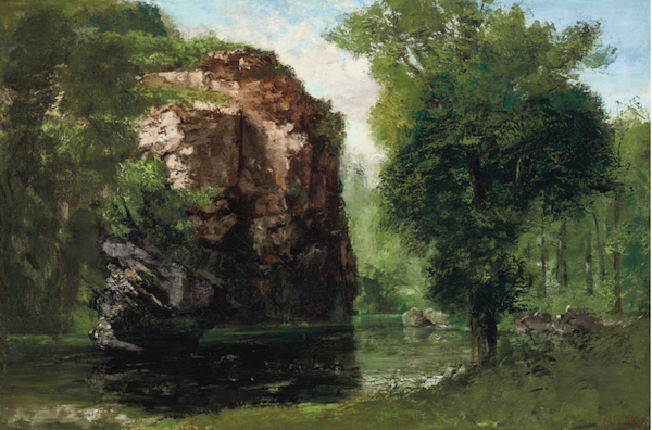 第一轮出售的法国画家古斯塔夫·库尔贝的风景画像作《Bords de la Loue avec rochers à gauche》