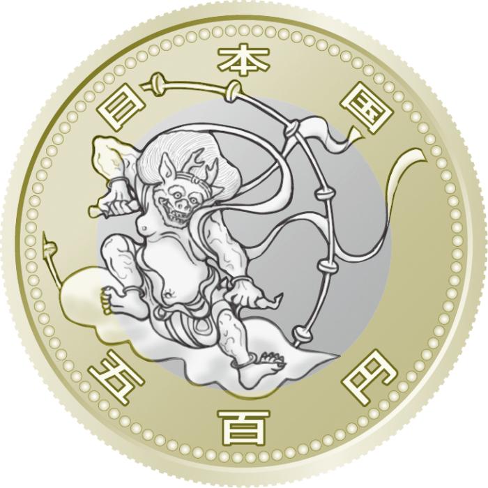 日本财务省宣布，将在4日发行9种以东京奥运会为主题的纪念货币，图为雷神图案的纪念币。(图片来源：日本造币局官网)