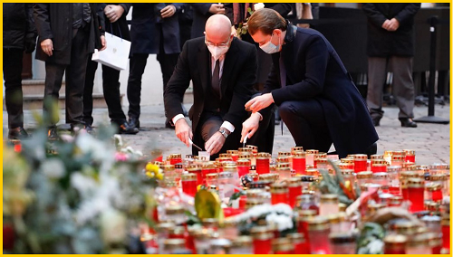 11月9日，欧洲理事会主席米歇尔与奥地利总理库尔茨共同参加纪念活动。