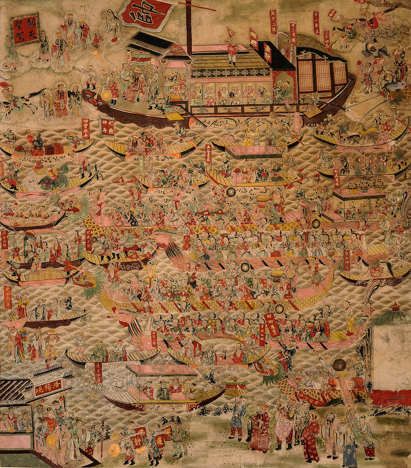 《龙舟图》纸本设色，176x155cm，清，大观文化馆藏
