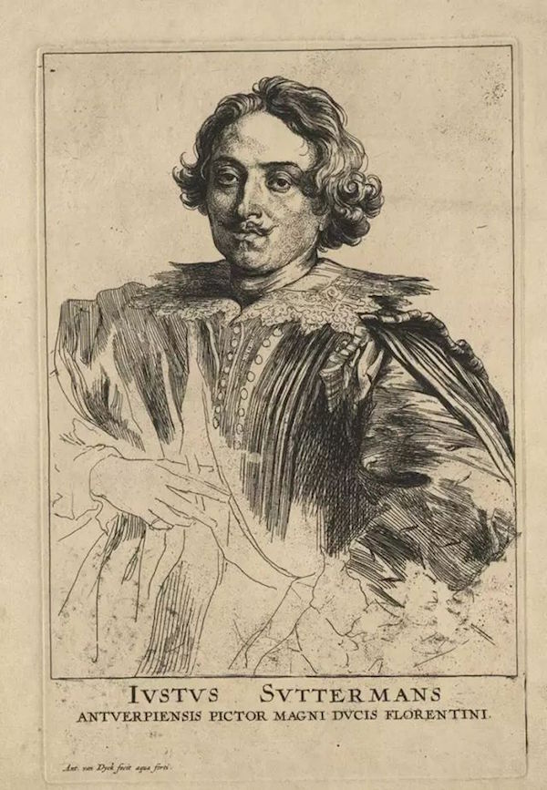 安东尼·凡·戴克（1599-1641年）《贾斯特斯·萨斯特曼斯的肖像》，蚀刻版画