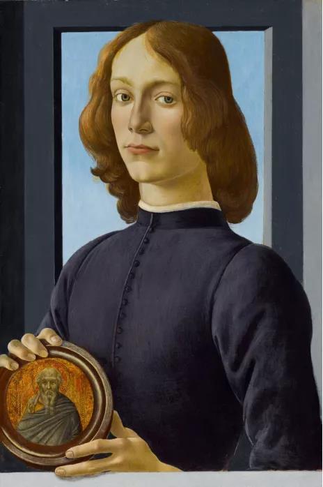 桑德罗·波提切利《手持圆形圣像的年轻男子》1470-1480年