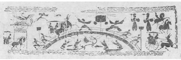 在汉代画像砖中经常出现的“泗水捞鼎”题材