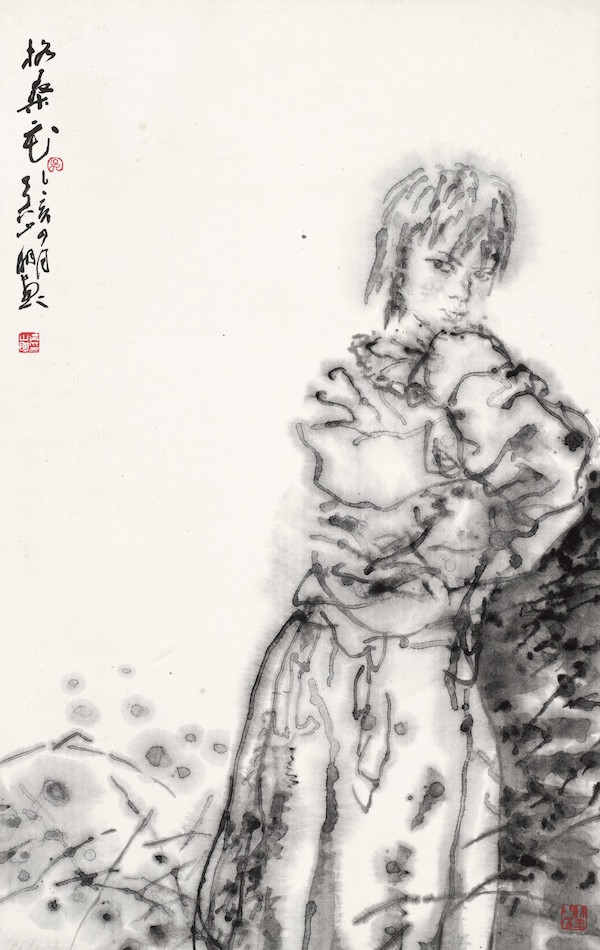 吴山明作品，《格桑花》，1995
