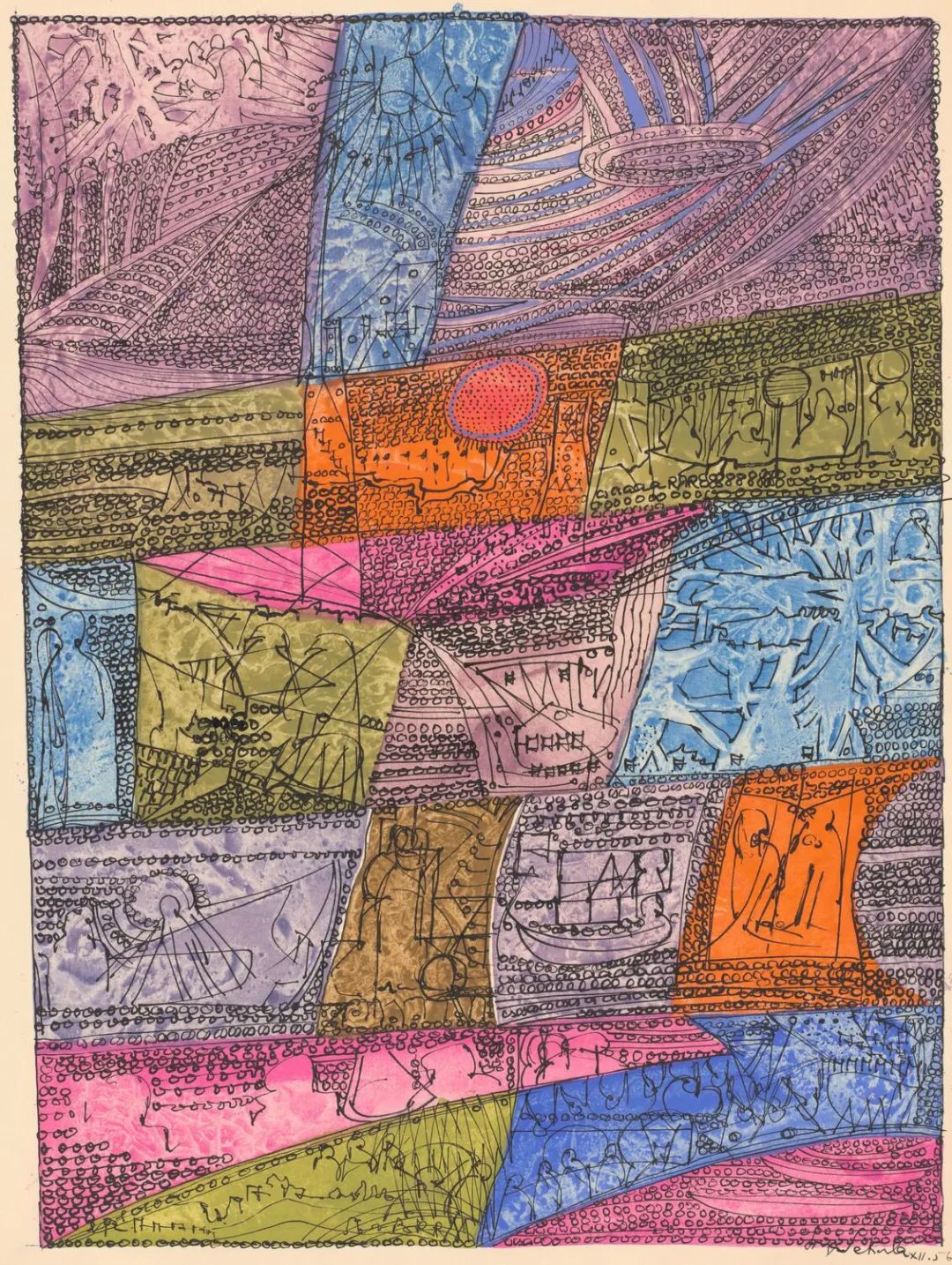 索尼娅·塞库拉，《航行》，1956年；纸本水墨