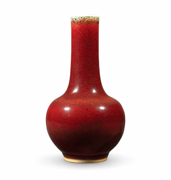 清 康熙 郎窰红长颈瓶 达文堂藏品