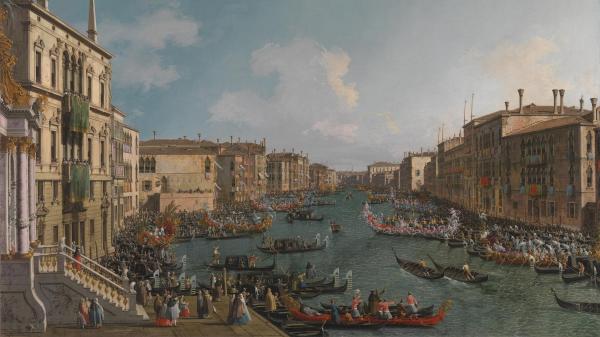 《威尼斯：大运河上的划船比赛》 卡纳莱托