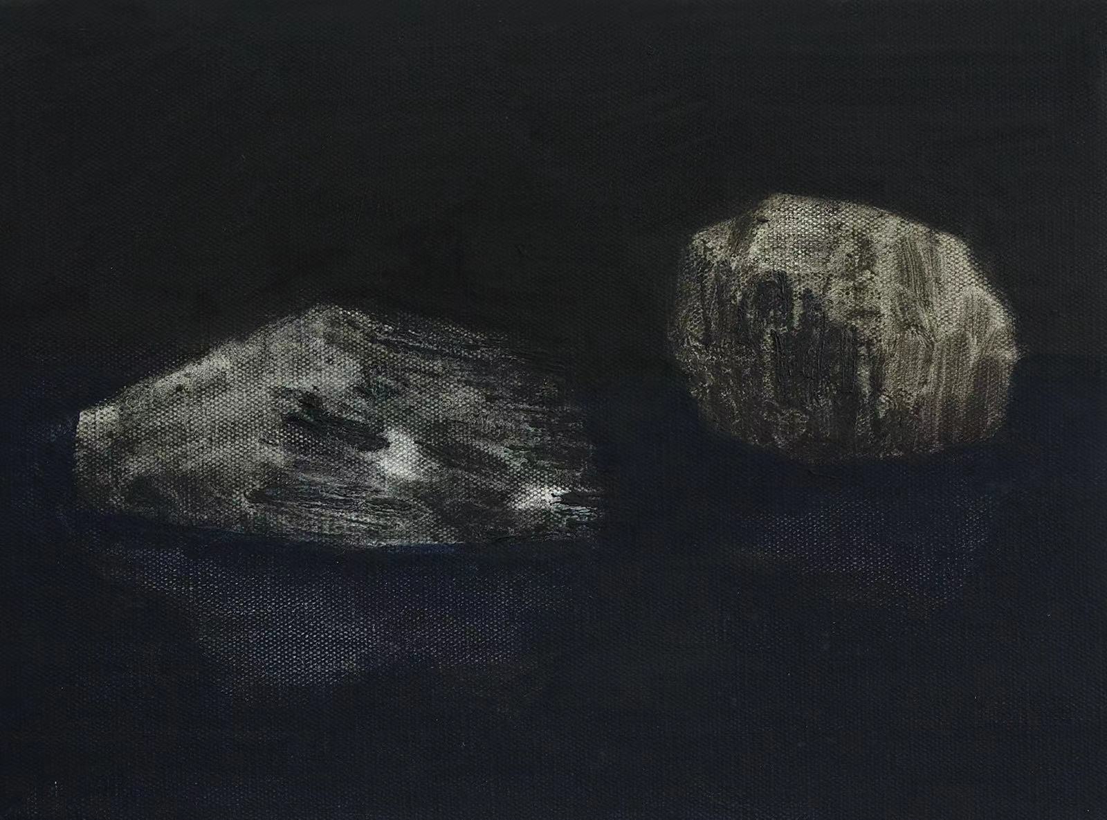 石至莹，《岩⽯》，布⾯油画，30x40cm，2016（图片由空白空间提供）