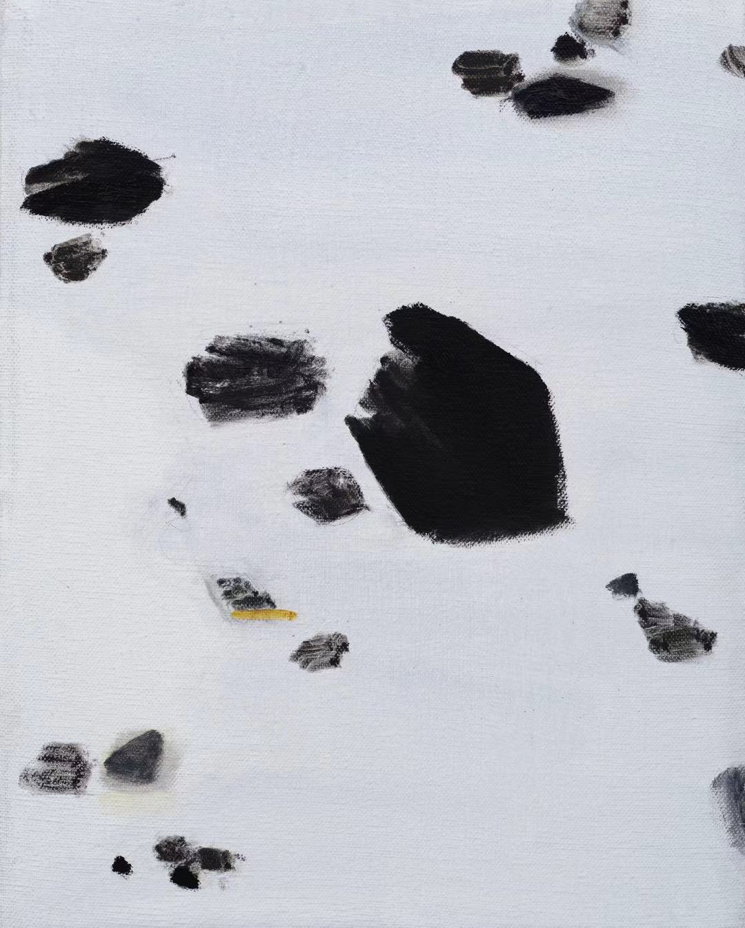石至莹，《岩⽯ No.2 》，布⾯油画，50×40 cm，2018（图片由空白空间提供）