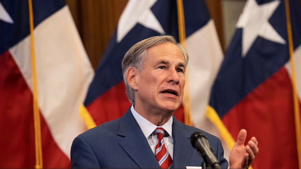 PHOTO: Texas Governor Greg Abbott speaks at a press conference in Austin.