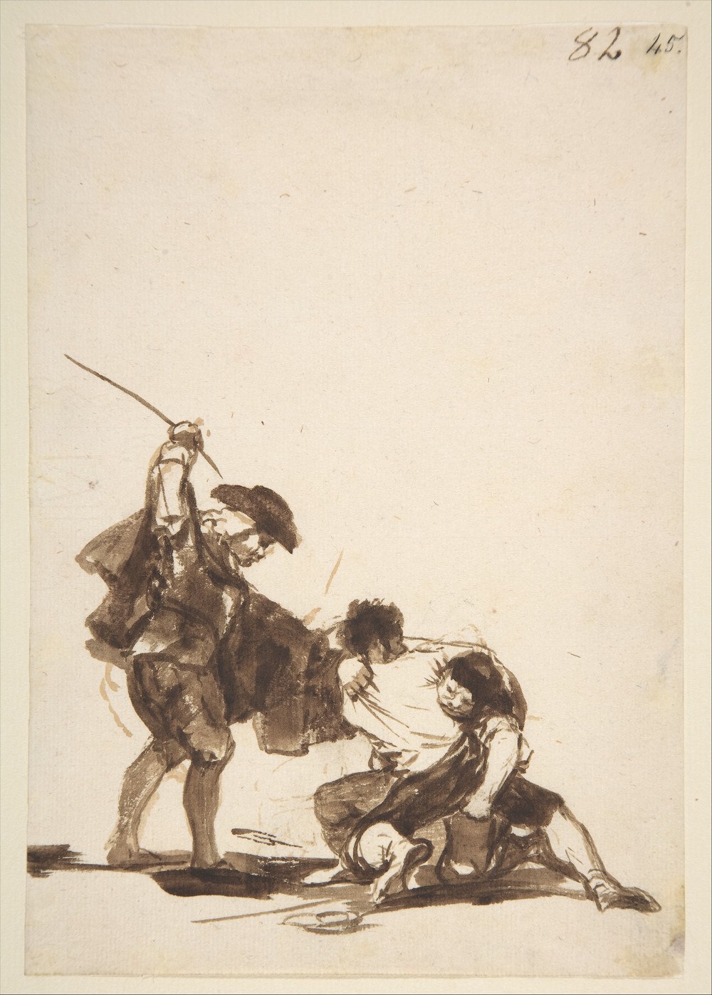 《男子阻止斗殴》（Man Breaking Up a Fight），戈雅，约1812-1820年
