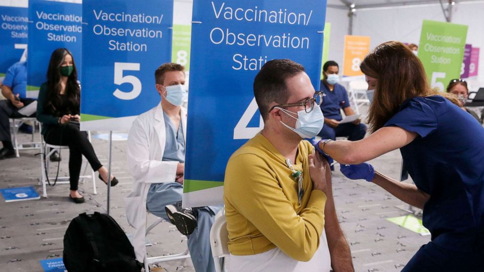 PHOTO: AdventHealth Tampa began vaccinating team members at highest risk of exposure to COVID-19, Tampa Bay, Fla., Dec. 16, 2020.
