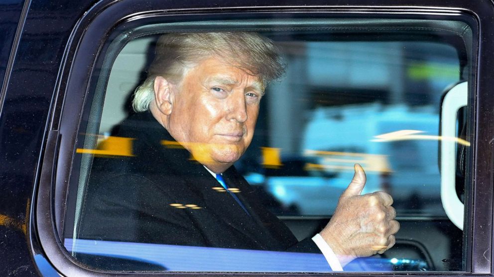 PHOTO: Former President Donald Trump leaves the Trump Tower in Manhattan area of New York, March 9, 2021.
