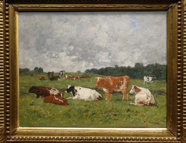 展览现场，欧仁·布丹作品《牧场奶牛》