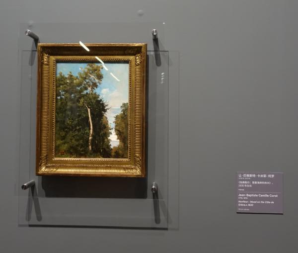 展览现场，柯罗作品《翁弗勒尔：恩惠海岸的林木》