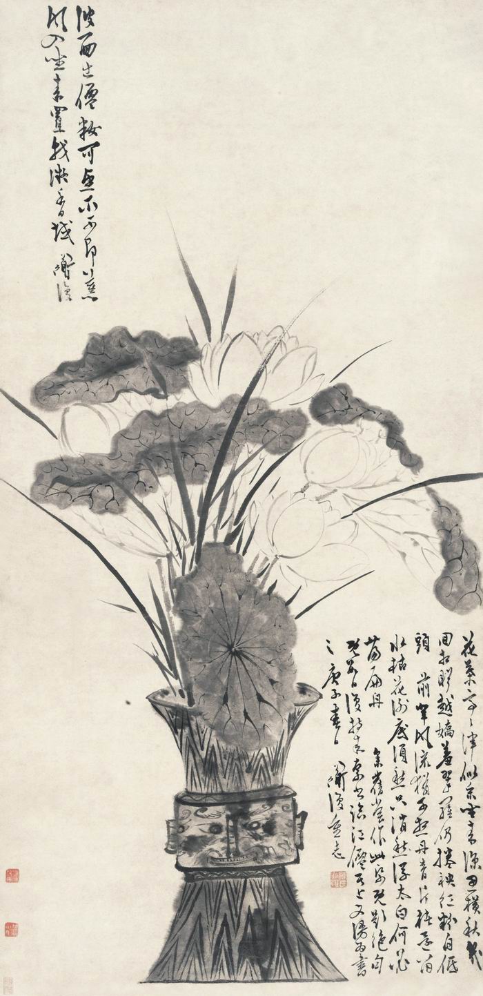 陈道复《商尊白莲图轴》 纸本墨笔 129.7cm×62.7cm 1540年 上海博物馆藏