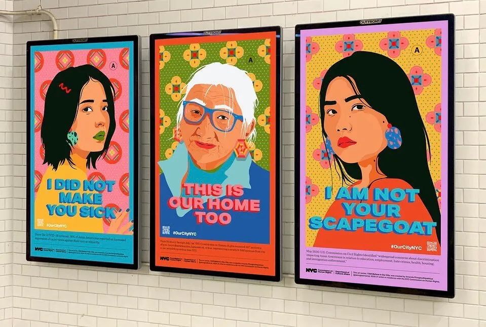 该封面的画作出自纽约人权委员会针对亚裔歧视现象的系列艺术展览“我依然相信我的城市”