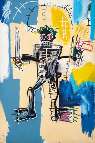 尚‧米榭‧巴斯奇亚《战士》 压克力 油画棒 喷漆 木板，183 x 122 cm.，1982年作 成交价：323,600,000 港元