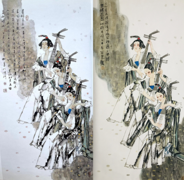 马寒松作品（左）与王筱丽作品（右）对比。网页截图