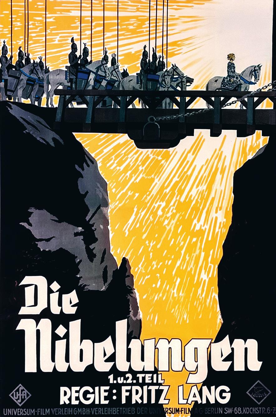 《尼伯龙根》 （1924） 与电影一样，这张海报展示了伟大的德国神话。它不同于那个时代的表现主义海报所描绘的世界，但完美地捕捉到了主题史诗般的基调。