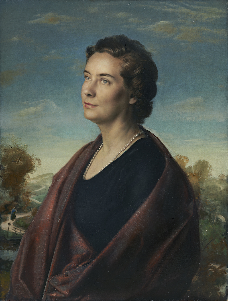 阿尼戈尼《戴珍珠项链的女士肖像 》1958年  布面油画
