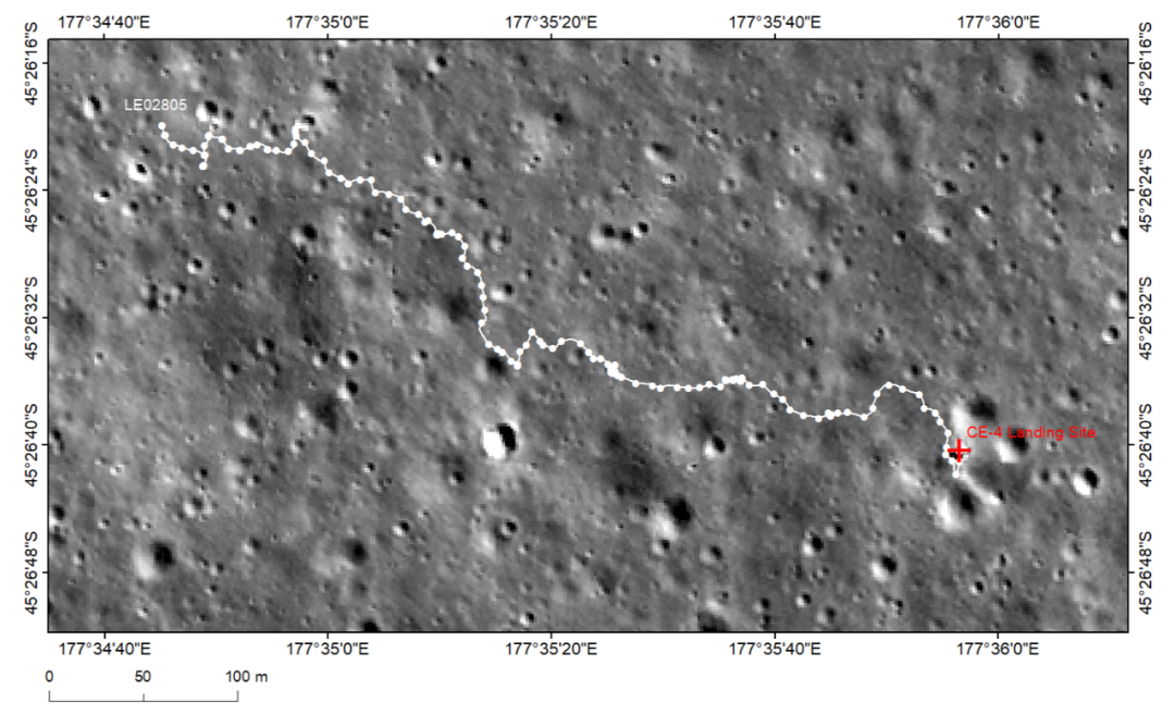 图1：“玉兔二号”月球车巡视路径图。 本文图片“中国探月工程”微信公号