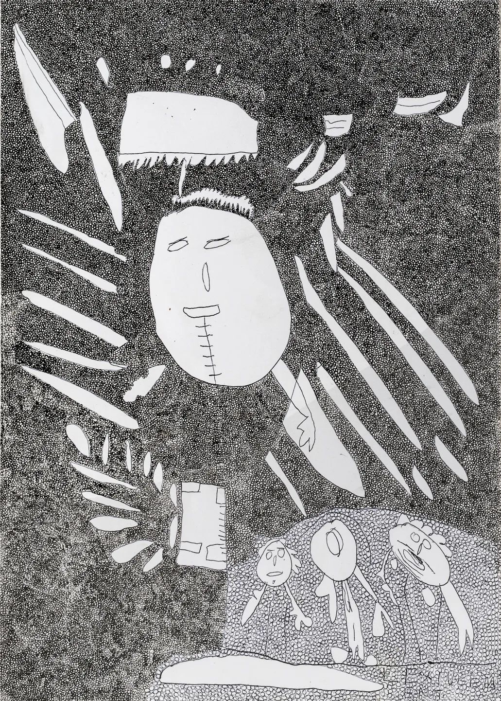 玛丽亚·拉帕斯托拉，《无题》，2019，纸上细水彩笔，30 x 21 cm。艺术家供图。