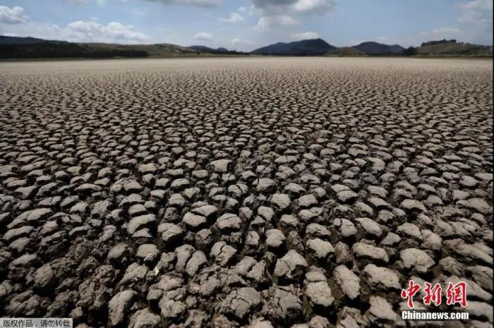 当地时间2021年2月17日，哥伦比亚，由于降雨量少，苏埃斯卡泻湖遭遇干旱，河床土地龟裂。
