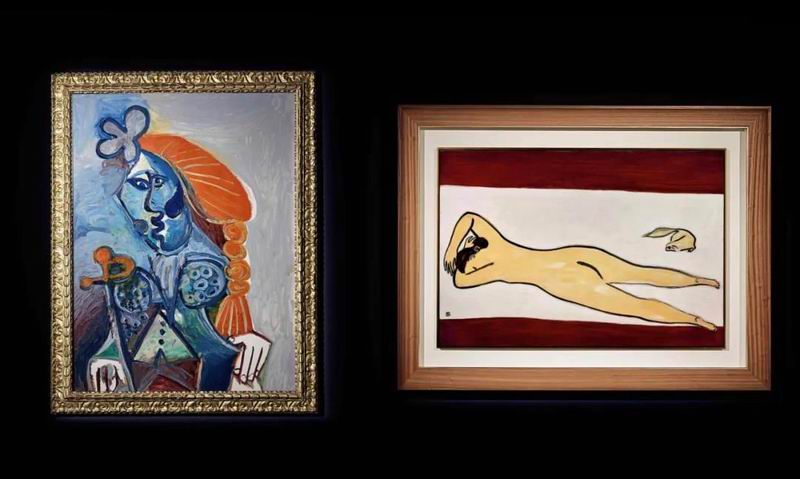 巴布罗・毕加索《斗牛士》（图左） 常玉《裸女与北京狗》（图右）