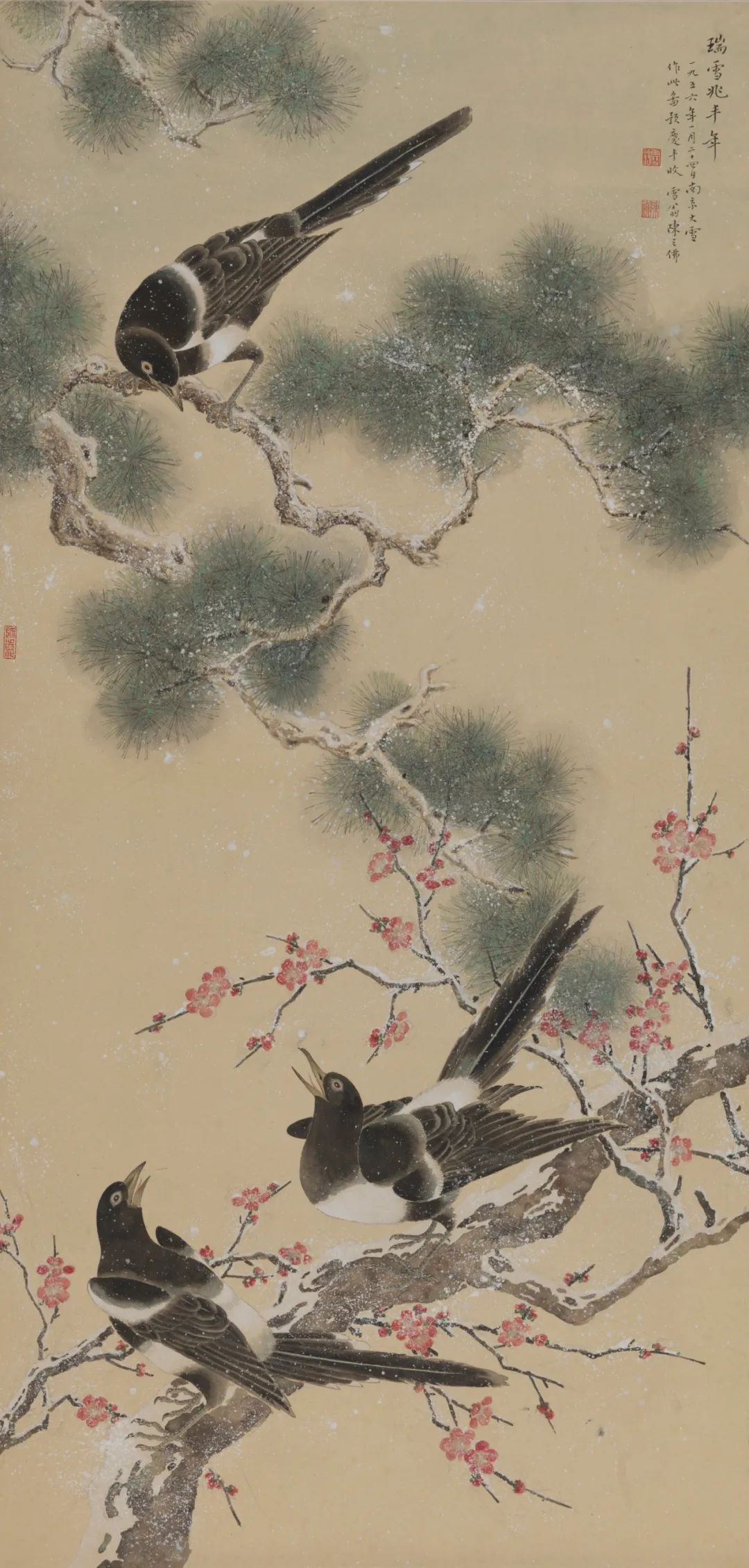 《瑞雪兆丰年》 陈之佛 中国画 114.2×55.4cm 1956年 中国美术馆藏