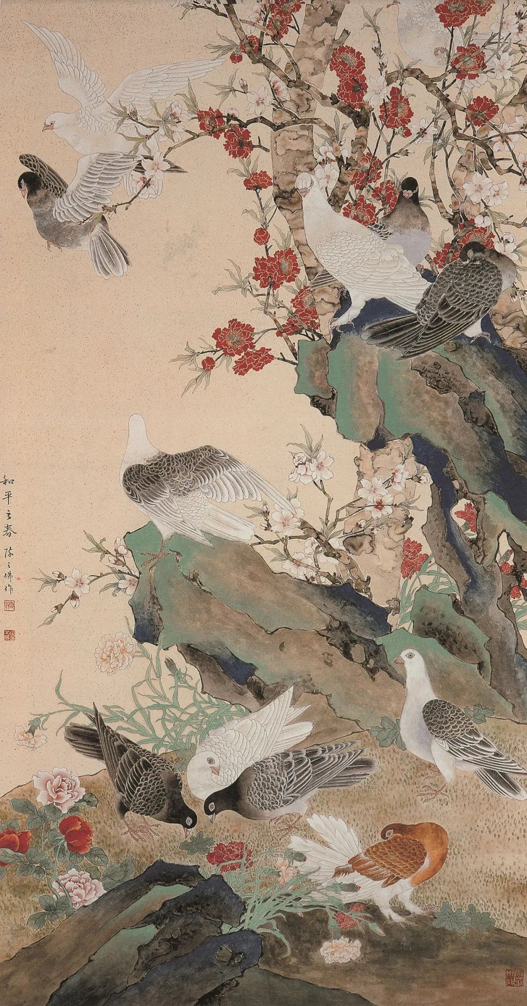 《和平之春》 陈之佛 中国画 169.3×86cm 1960年 中国美术馆藏