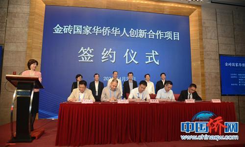 中国侨网金砖国家华侨华人创新合作项目签约仪式。　刘东华　摄