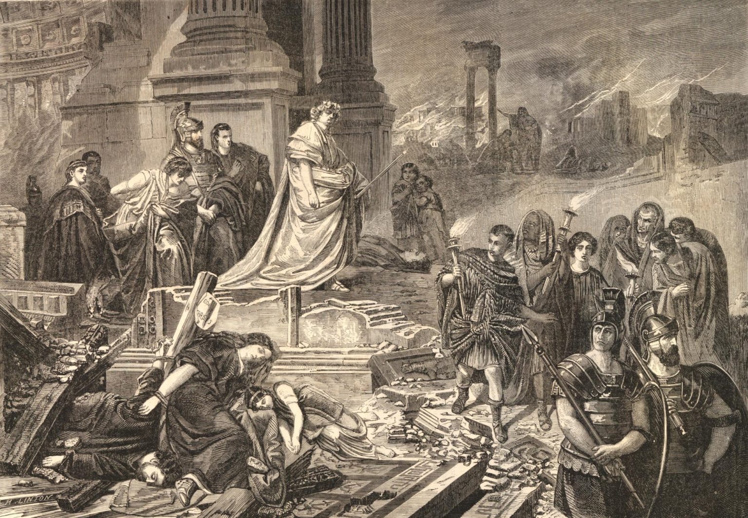 《大火后的罗马》，木刻版画，1862年