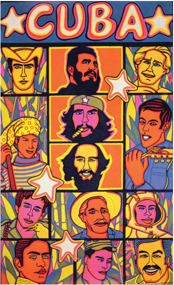 劳尔·马丁内斯《古巴》，1969 年，22 色丝网印刷，148 厘米 ×92 厘米。