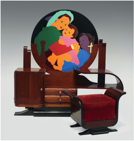 冈萨雷斯《圣母》，1971 年，珐琅彩金属板和木质家具，150 厘米×150厘米×38 厘米。休斯敦美术博物馆