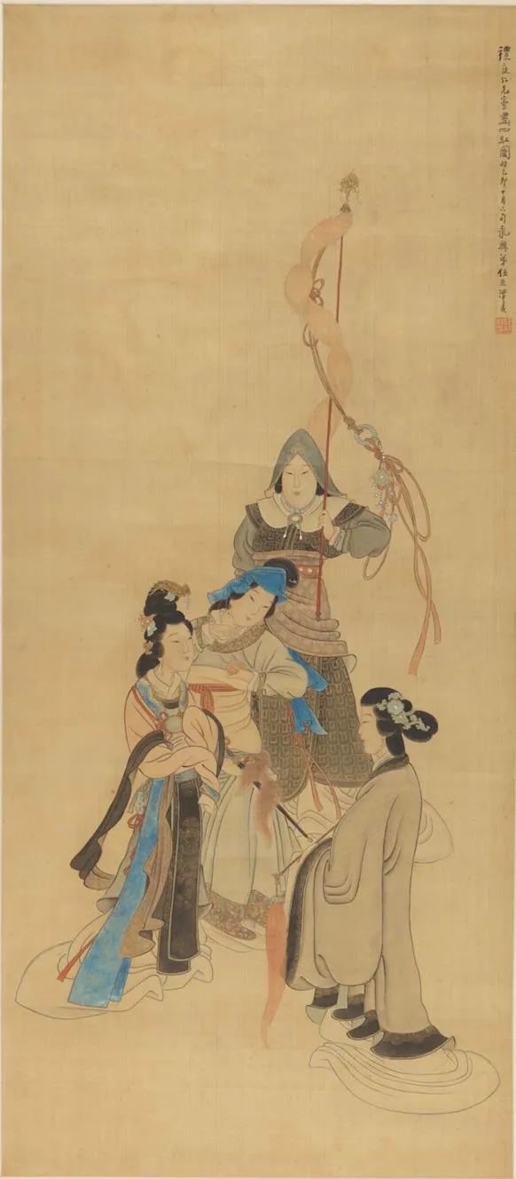 四红图 任熊 中国画 119.8×52.6cm 1856年 中国美术馆藏