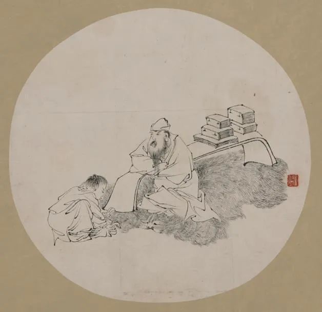 书斋清乐 任伯年 中国画 28.3×29cm 年代不详 中国美术馆藏