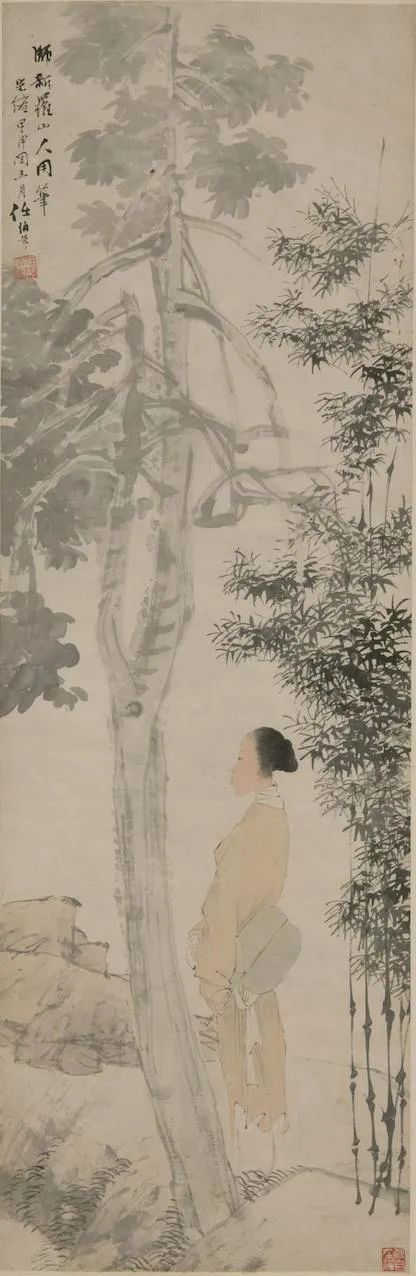 桐荫仕女 任伯年 中国画 120.3×39.4cm 1884年 中国美术馆藏